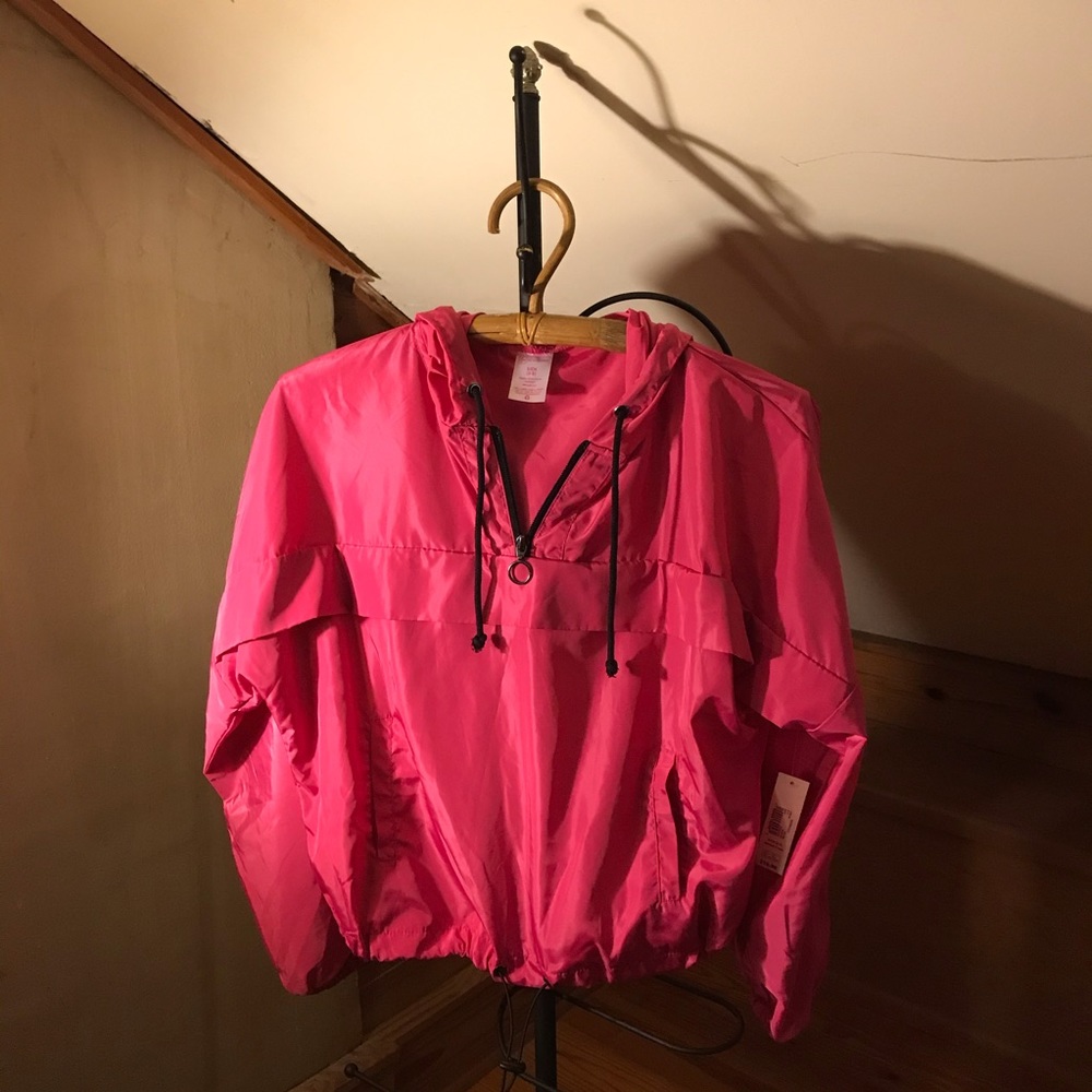 No Boundaries Hot Pink Half Zip Windbreaker, NWT, XS/S